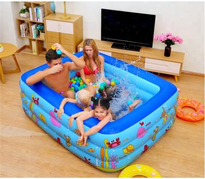 China Factory Price PVC 3 Ring Water Pool Designs PVC Inflatable Square Swimming Pool for sale