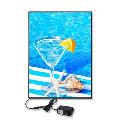 China Advertising Display 2023 Customized Wall Mounted Desktop Menu Ordering Ultra-Thin Light Box Sliver Black Frame for sale