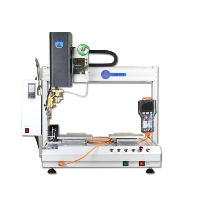 China Cable Making Industry Double workbench Three axis soldering machine electric circuit boards, LED aluminum substrates wire soldering  machine for sale