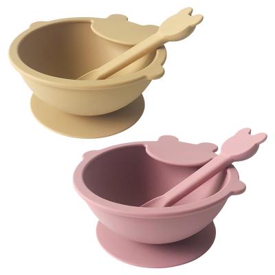 China TongYan Bpa Reusable Food Suction Dish Free Feeding Spoons Set Silicone Baby Bowls for sale