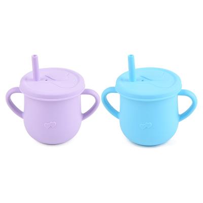 China BPA Free TongYan Non Spill Leakproof Straw Snack Water Drinking Sippy Silicone Baby Feeding Cups for sale