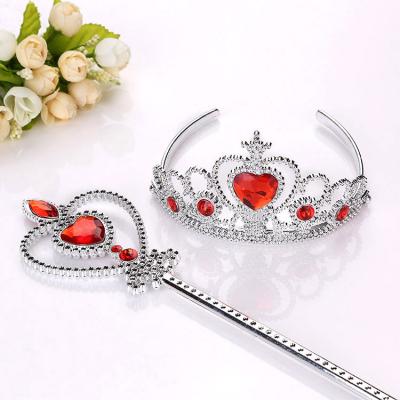 China 2pcs/set Girls Popular Princess Dress Up Accessories Princess Tiara Crown Magic Wand For Kids for sale