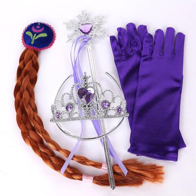 China Popular 4pcs/set Girls' Princess Dress Up Accessories Set With Princess Tiara Crown Magic Wand For Kids Girl for sale