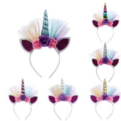 China Popular Unicorn Headband For Party Colorful Kids Hair Bands For Baby Hair Accessories for sale