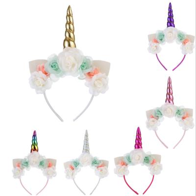 China Popular Unicorn Party Headband Hair Bands with Bow for Girls Hair Accessories for sale