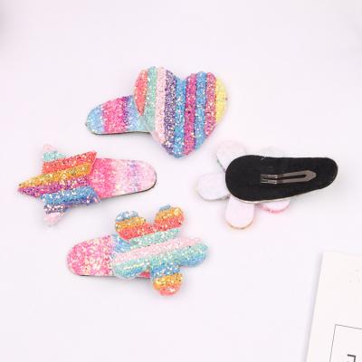 China Popular Colorful Bow Boutique Hair Glitter Star Handmade Hair Accessories Clips for sale