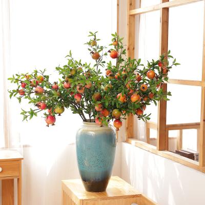 China Party Decoration BinRui Artificial Highly Simulated Flower Pomegranate Fruits Hot Sale Home Office Weeding Decoration 3 Branches 6 Fruits for sale