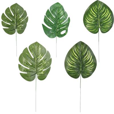 China Summer Monstera Artificial Silk Turtle Tropical Leaves Garden Office Wedding Decoration Palm Leaves For Luau Beach Wedding Party Decor Home Hawaiian Plants for sale