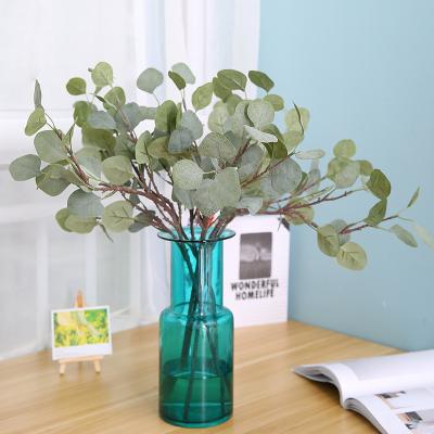 China Wedding Party BinRui Artificial Flower Eucalyptus Silver Leaves Two Bracnes Real Touch For Home Wedding Decorative European Style for sale