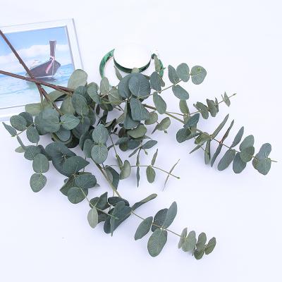 China BinRui Artificial Flower Silk Eucalyptus Leaves Dark Green For Home Office Decor Weeding Party Decoration for sale