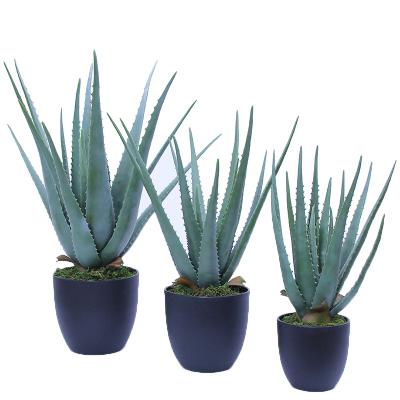 China Elegant Artificial Aloe Succulent Potted Ornaments Large Tropical Artificial Aloe Plant Desert Decoration Garden Flowers for sale