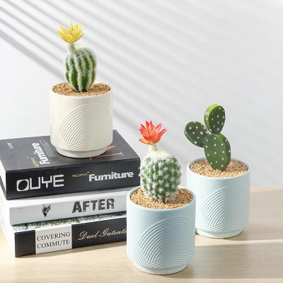 China Minimalist BinRui Artificial Flower Mini Cactus Potted Plants Ceramic Bottle Indoor Decoration For Weeding Party Home Decor Retail Stores for sale