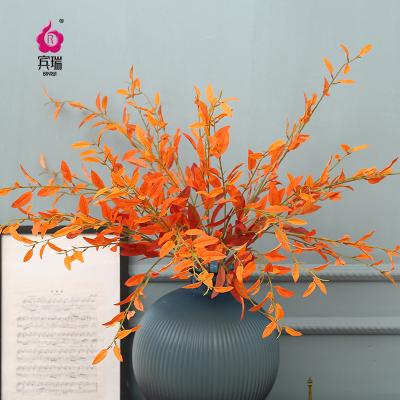 China Elegant Nordic Home Decoration Holly Artificial Flowers Wedding Derocate Artificial Silk Cloth+Plastic Orange Flowers for sale