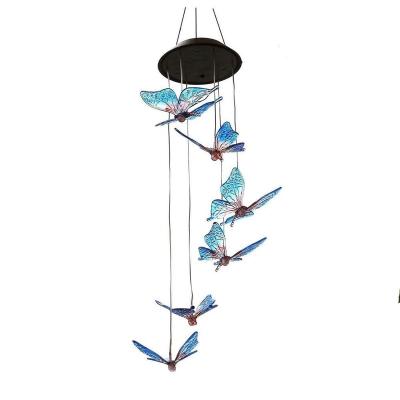 China LANDSCAPE Outdoor Garden Light Solar Powered Butterfly Wind Chime Waterproof Hanging Yard Lawn Decor For Christmas for sale