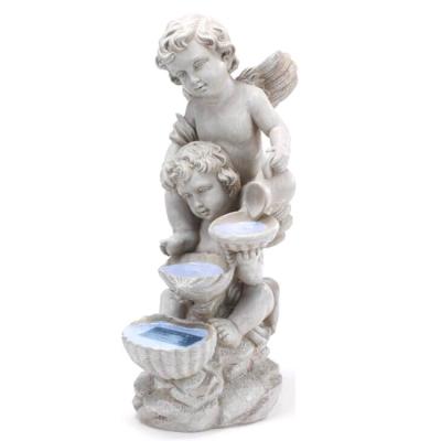 China Retro Angel Courtyard Garden Landscape Resin Decoration Solar Light American Country Resin Sculpture for sale