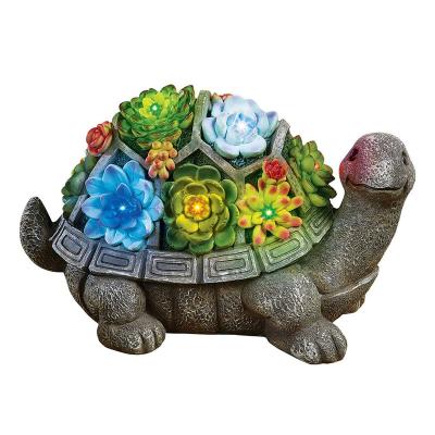 China Home or Garden Outdoor Statues Turtle Ornament Figurines with Solar Powered Lights for Patio Yard Lawn for sale