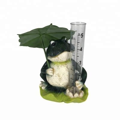 China Eco - Friendly Garden Decoration Polyresin Frog Ornament Rain Gauge for sale