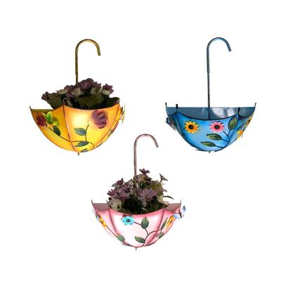 China CLASSIC Hanging Metal Umbrella Decoration Planter Flower Pot for sale