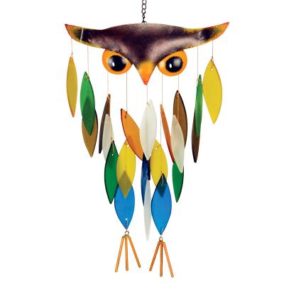 China Metal Owl Hanging Garden Ornaments Decoration Minimalist Wind Chime for sale