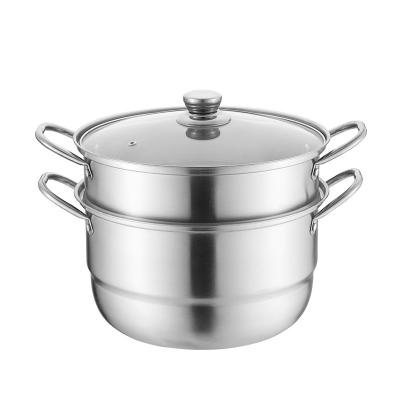 China Sustainable Widely Used Various 2 Layer Food Rice Cooking Steamer Stainless Steel Pot With Lid for sale