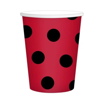 China Juice Factory Bulk Party Supplies Party Cups Black Dot Disposable Cups Coffee Paper Cups For Wedding Party Birthday for sale