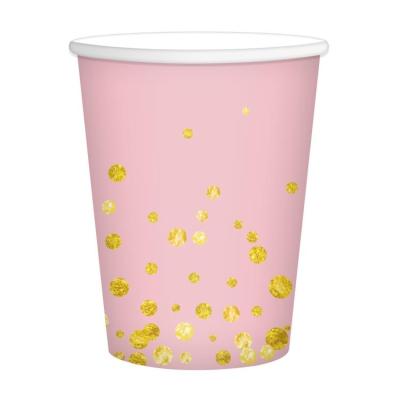 China Paper Cups Dot Party Cups Drinking Container Rose Gold Biodegradable Coffee Juice Party Supplies Disposable Cups for sale