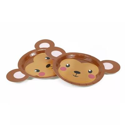 China Home Multi Special Pulp Monkey Shaped Birthday Party Supplies Food Grade Biodegradable Paper Party Dishes for sale