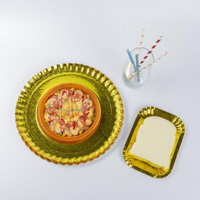 China Eco-Friendly Home Decor Birthday Party Supplies Gold Foil Paper Plate Disposable Tableware Plates Food Paper Trays for sale