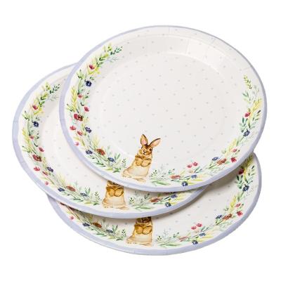 China Rabbit Design Child Party Supplies Biodegradable Disposable Cute Dish Set Cheap Price Paper Plate for sale