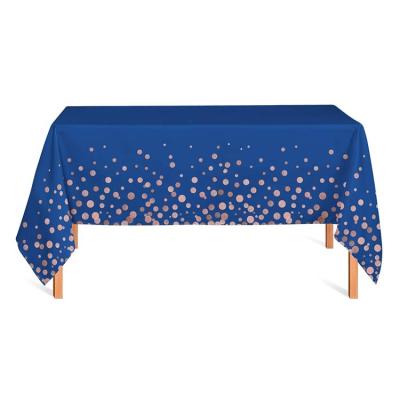 China Party Home Tablecloths Navy Blue Disposable Tablecloth Eco-friendly Dot Printed Tablecloth Cover For Birthday Party Supplies for sale