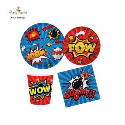 China Home Eco Friendly Kids Party Themed Disposable Tableware Sets Biodegradable Paper Tableware for sale