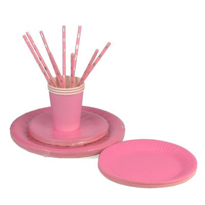 China Party Supplies Deep Plate Straw Tableware Set Decoration Wedding Eco-Friendly Paper Birthday Party Supplies for sale