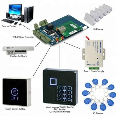 China rfid keypad door access control system kit door lock+power supply+10pcs gussets 500 full electric magnetic electronic key set for sale