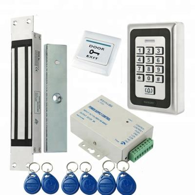 China Electric Access Control Magnetic Lock 180KG/280KG Access Control System Kit+Metal Keypad+Exit Button+RFID Key Fobs FRID for sale