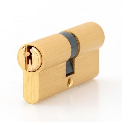 China Aluminum/copper High Quality Solid Brass Rim With Key Security Euro Brass Cylinder Lock Door Lock Cylinder for sale