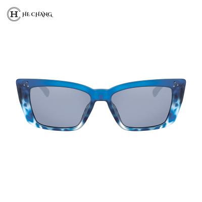 China Fashion Casual Unisex HeChang Sunglasses OEM Polarized Blue Square Sunglasses PC Frame Lenses For Man for sale