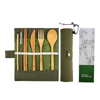 China Amazon Disposable Hot Selling Bamboo Cutlery Set With Case And Toothbrush Utensils Bamboo Cutlery Set for sale