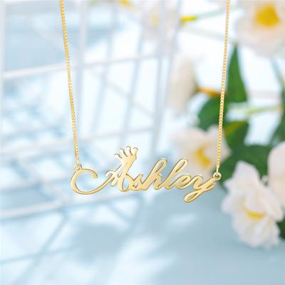 China TRENDY Jewelry Vendor Customized Stainless Steel Initial 3d Pendant Gold Plated Arabic Name Necklace Personalized for sale