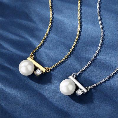 China Luxury Vintage Jewelry 925 Sterling Silver Pearl Necklace Women Zircon Stone Necklace for sale