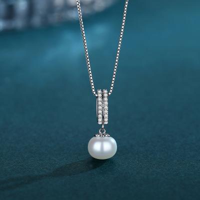 China Jewelry 925 Sterling Silver Pearl Necklace, Women Luxury Jewelry Vintage Freshwater Pearl Dropshipping Necklace for sale