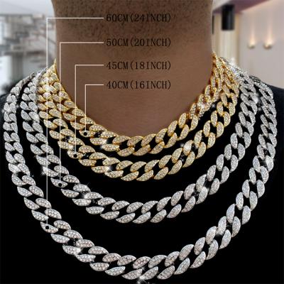 China Hiphop Europe and America 18K Gold Necklace Men's Cuban Chain Jewelry Hip Hop Chain Necklace for sale