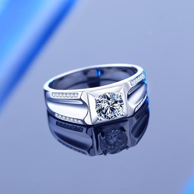 China FASHION Trendy White Gold Plated Rings 925 Sterling Silver Moissanite Men Rings for sale