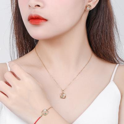 China 2022 Elegant Silver CLASSIC Jewelry Set Women Necklace Earrings Vintage Jewelry Bracelet for sale