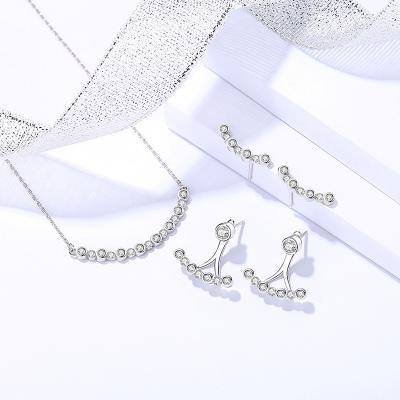 China CLASSIC Fashion Wild Zirconia Jewelry 40+5Cm Inlaid Silver Necklace Earrings Jewelry Sets for sale