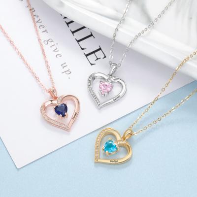 China Low MOQ Crystal Necklace Jewelry Wholesale Copper Custom Fashion Heart Necklace Women Jewelry for sale