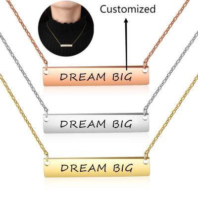 China FASHIONABLE Personalized Personalized Custom Nameplate Necklace Stainless Steel Bar Nameplate Necklace Jewelry With 45Cm Chain for sale