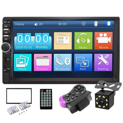 China 7 Inch 1* English Touch Screen 2DIN 7018B MP5 Car Player with Mirror Link/FM/TF/MP5 Car Radio + SWC + Reverse Camera + Frame and Basket for sale