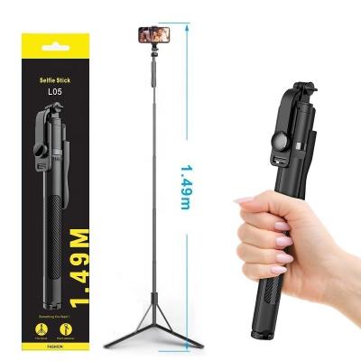 China L05 149cm Long Extendable Radio Selfie Stick Remote Control Selfie Stick Tripod For Gopro Smartphone Camera for sale