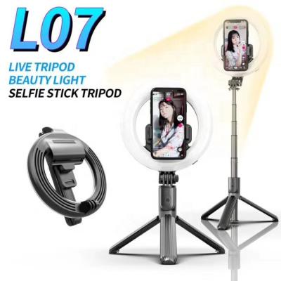 China L07 LED Ring Fill Light Monopod Selfie Stick Portable Wireless Remote Tripod for Smartphone for sale