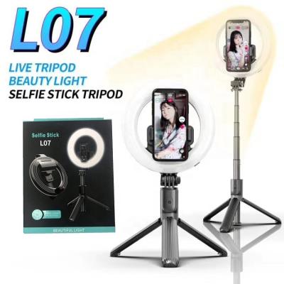 China Ring Light Selfie Stick L07 Hot Selling Foldable Mobile Phone LED Ring Light Selfie Stick Tripod With Wireless Remote Shutter for sale